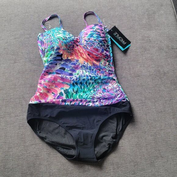 Gottex Ruched Women's Canary Multicolor Convertible One-Piece Swimsuit S… - Picture 4 of 14